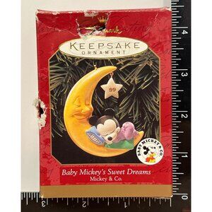 1999 HALLMARK KEEPSAKE ORNAMENT QXD4087 BABY MICKEY'S SWEET DREAMS MICKEY & CO.